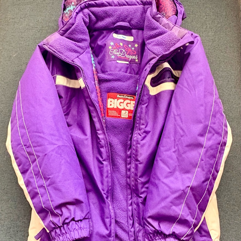 SNOW DRAGONS Dragonflies HOODED BIGGER NOW SKI JACKET Girls 7 XL Purple